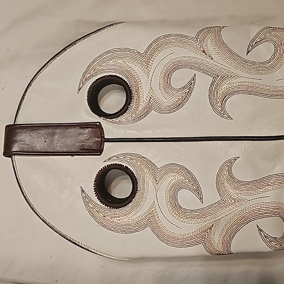 Western boots 100% leather white & brown square toe sz 11 D - Picture 4 of 11